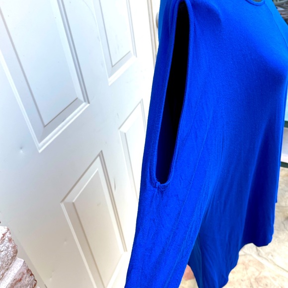 Ellen Tracy, Cold Shoulder, 3/4 Sleeve, Blue, Tunic, Size 1X - Picture 3 of 4